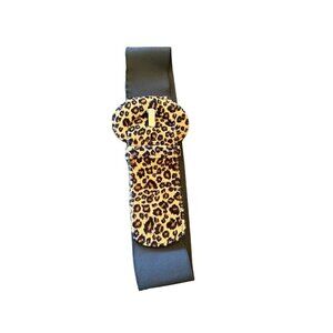 A.N.A. Black Adjustable Belt With Leopard Print Pouch One Size Fits All
